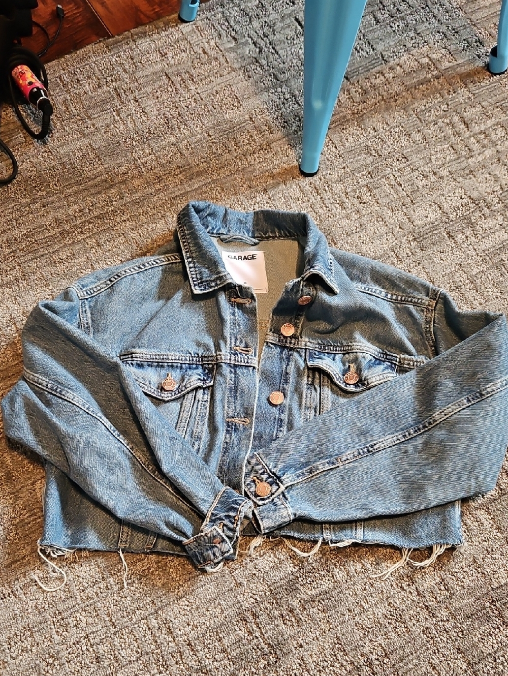 Garage Light Blue Cropped Denim Jacket